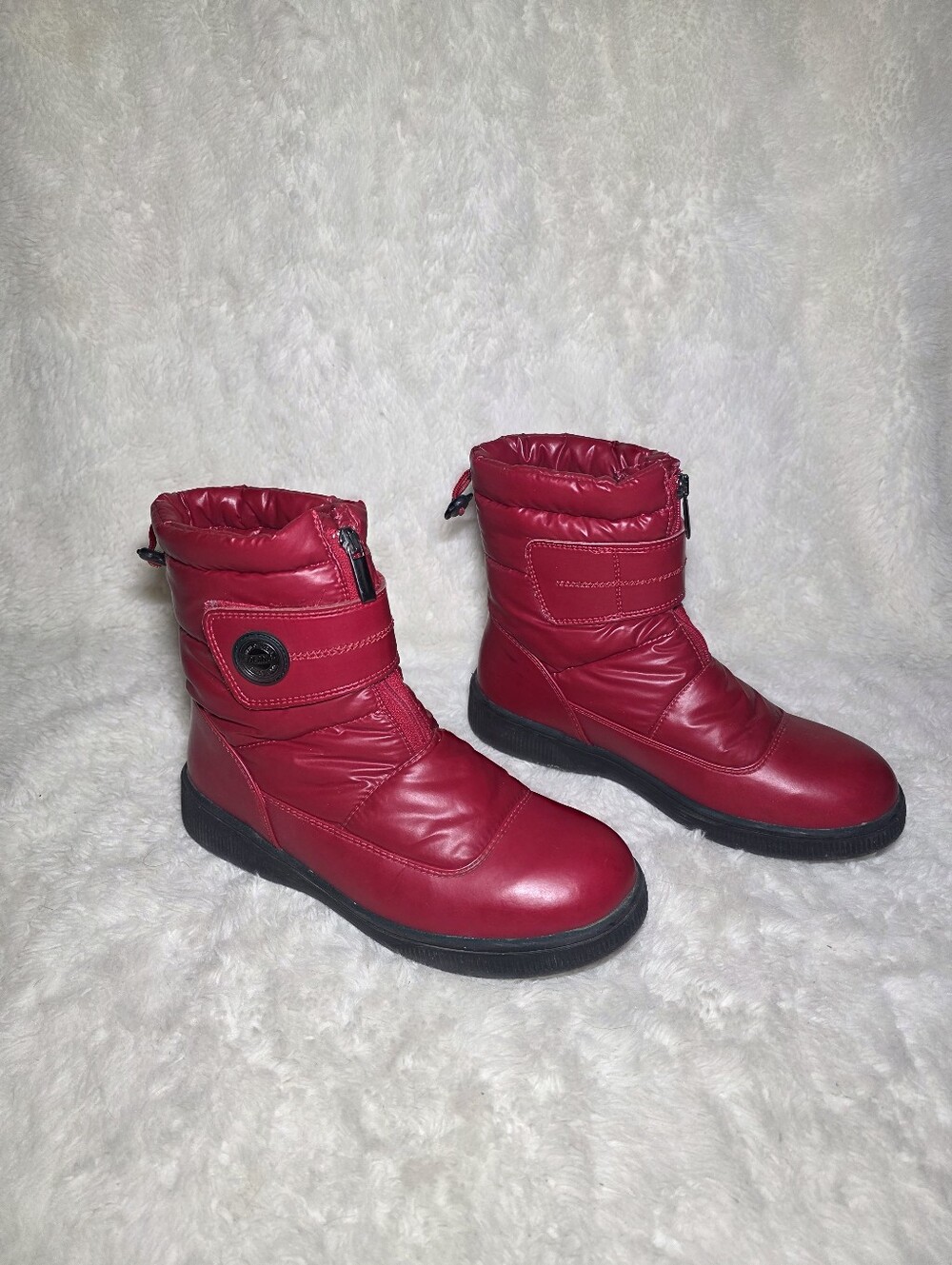 Olang Italy Red Quilted Puffer Winter Snow Boots EU 38 US 8 OC System Ice Grips - Picture 3 of 12